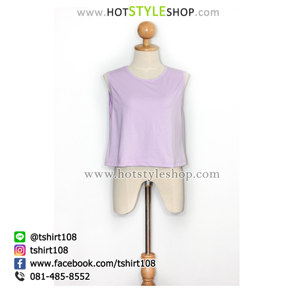เสื้อครอปแขนกุด เสื้อแขนกุดเอวลอย