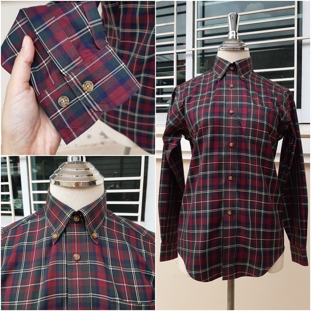 เสื้อเชิ้ตวินเทจลายสก็อต งานป้ายจากมาเลเซีย