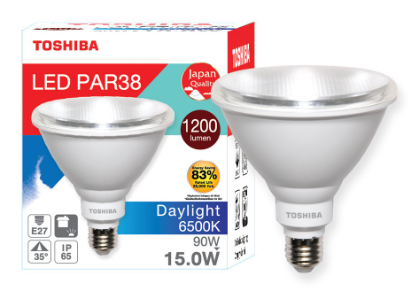 TOSHIBA หลอดไฟ LED PAR38 IP65 ขนาด 15 วัตต์ แสงขาวและแสงส้ม