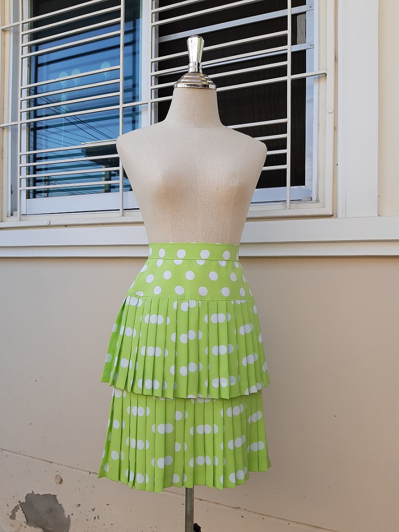 กระโปรงพลีทสั้นสีเขียวพาสเทล งานญี่ปุ่น