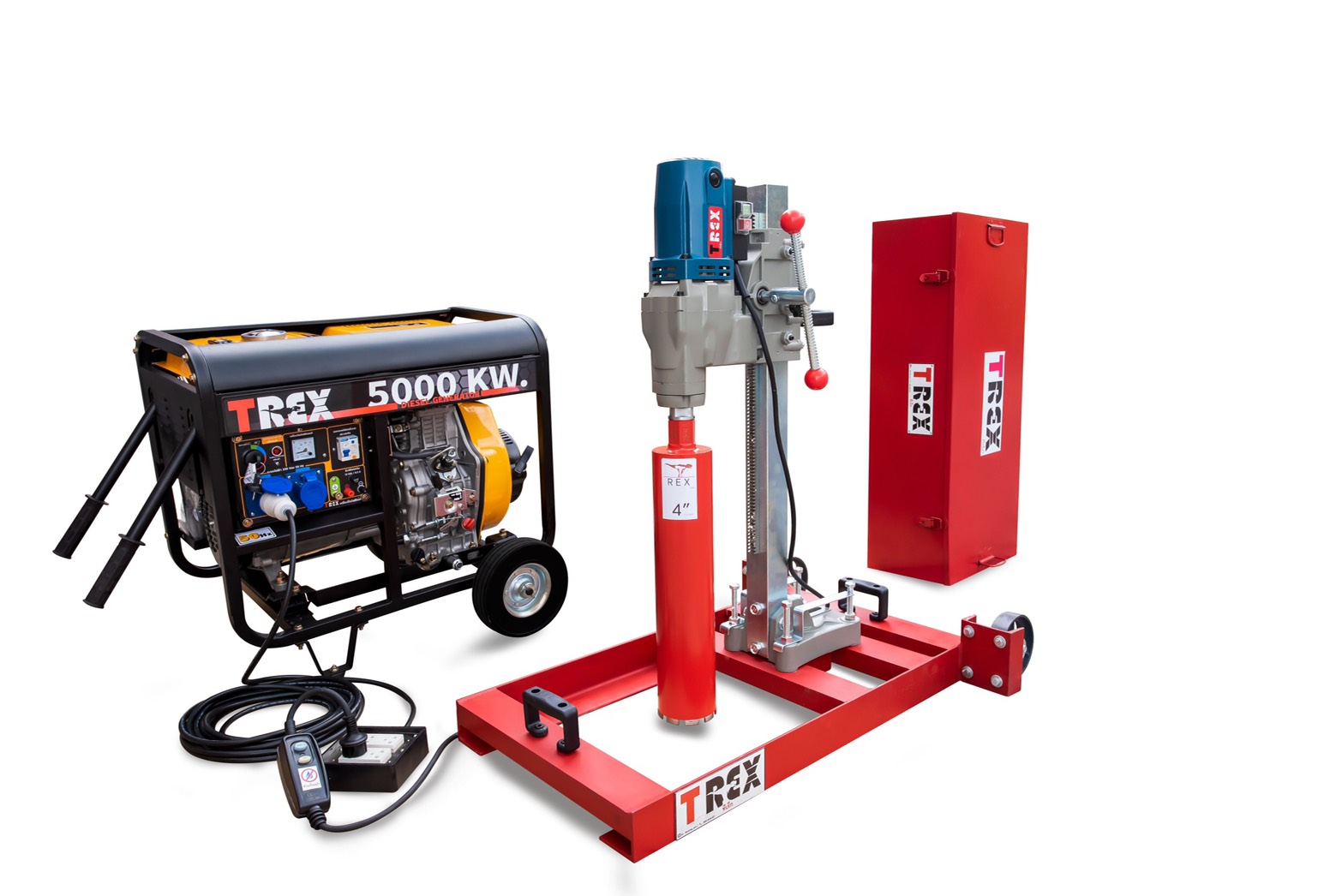 ชุดคอริ่งถนน เจาะถนนทีเร็ก T-REX พร้อมเครื่องปั่นไฟดีเซล 5kW รุ่นโป่ง G5kW