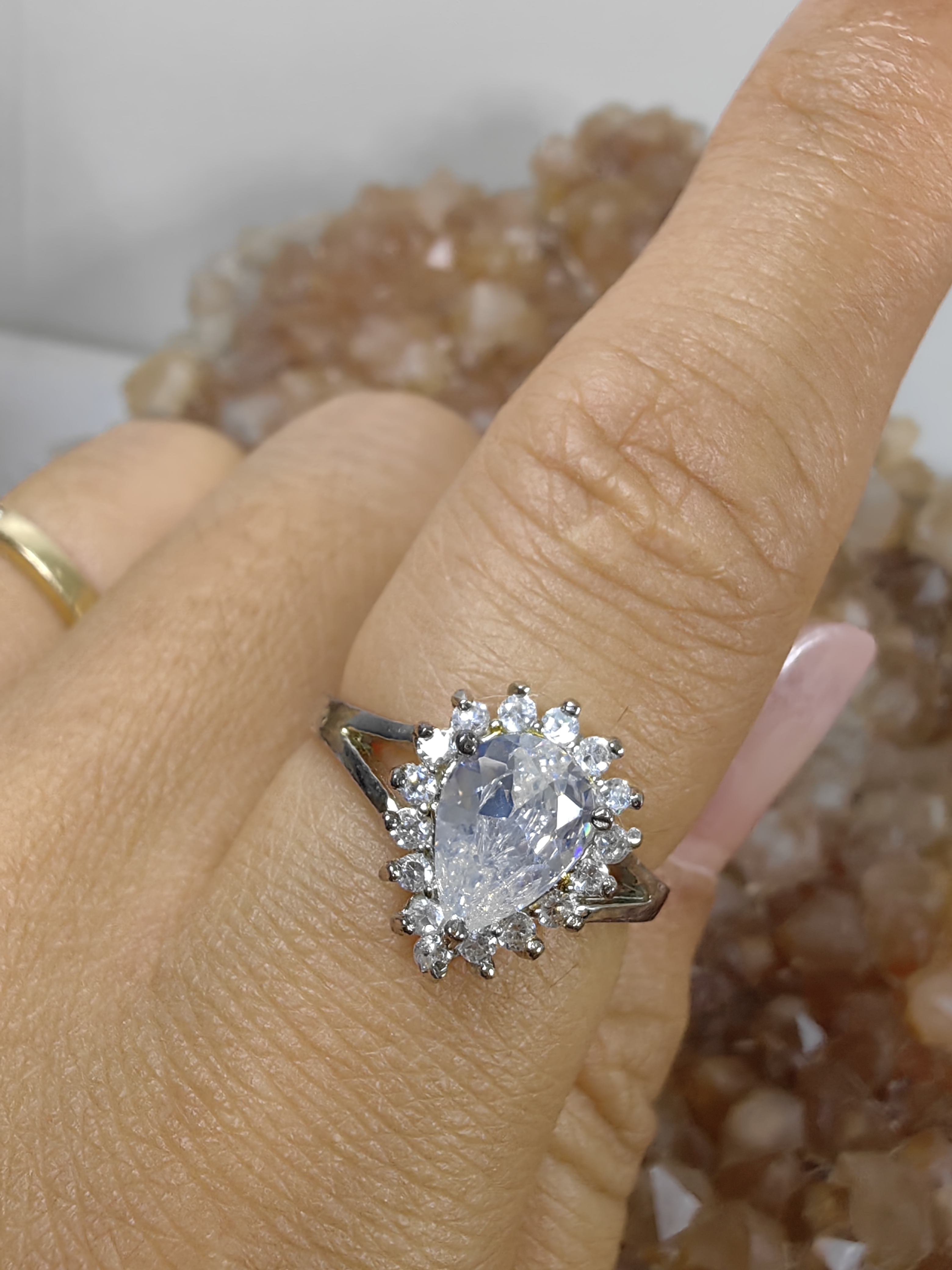 แหวนเพชร CZ เงินแท้ 92.5% Cubic Zirconia 925 Sterling Silver Ring Size 53