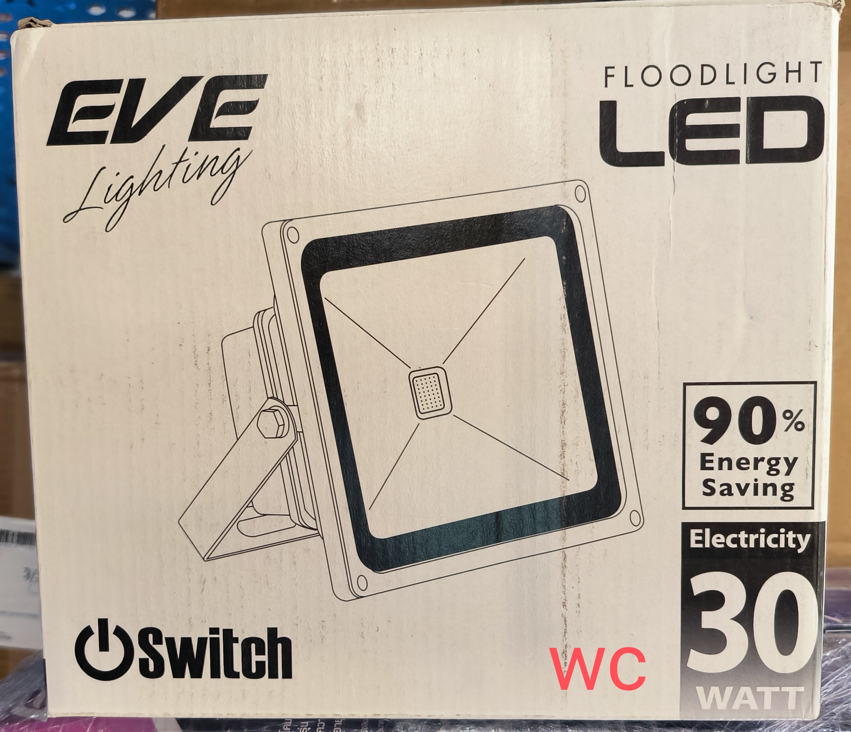 สปอร์ตไลท์ LED 30W ยี่ห้อEVE รุ่น SWICH Daylight Warmhite