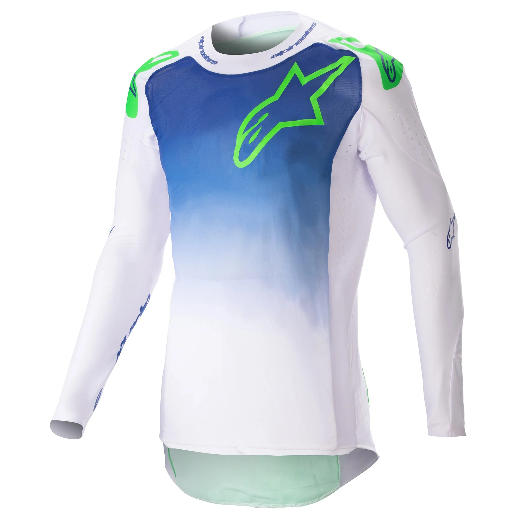 Alpinestars 2023 SUPERTECH RISEN JERSEY (BLUE RAY WHITE GREEN FLUO)