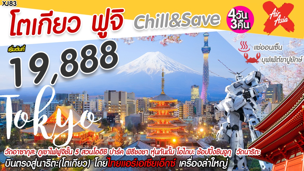 Chill & Save โตเกียว ฟูจิ 4วัน 3คืน มิ.ย.- ต.ค.61