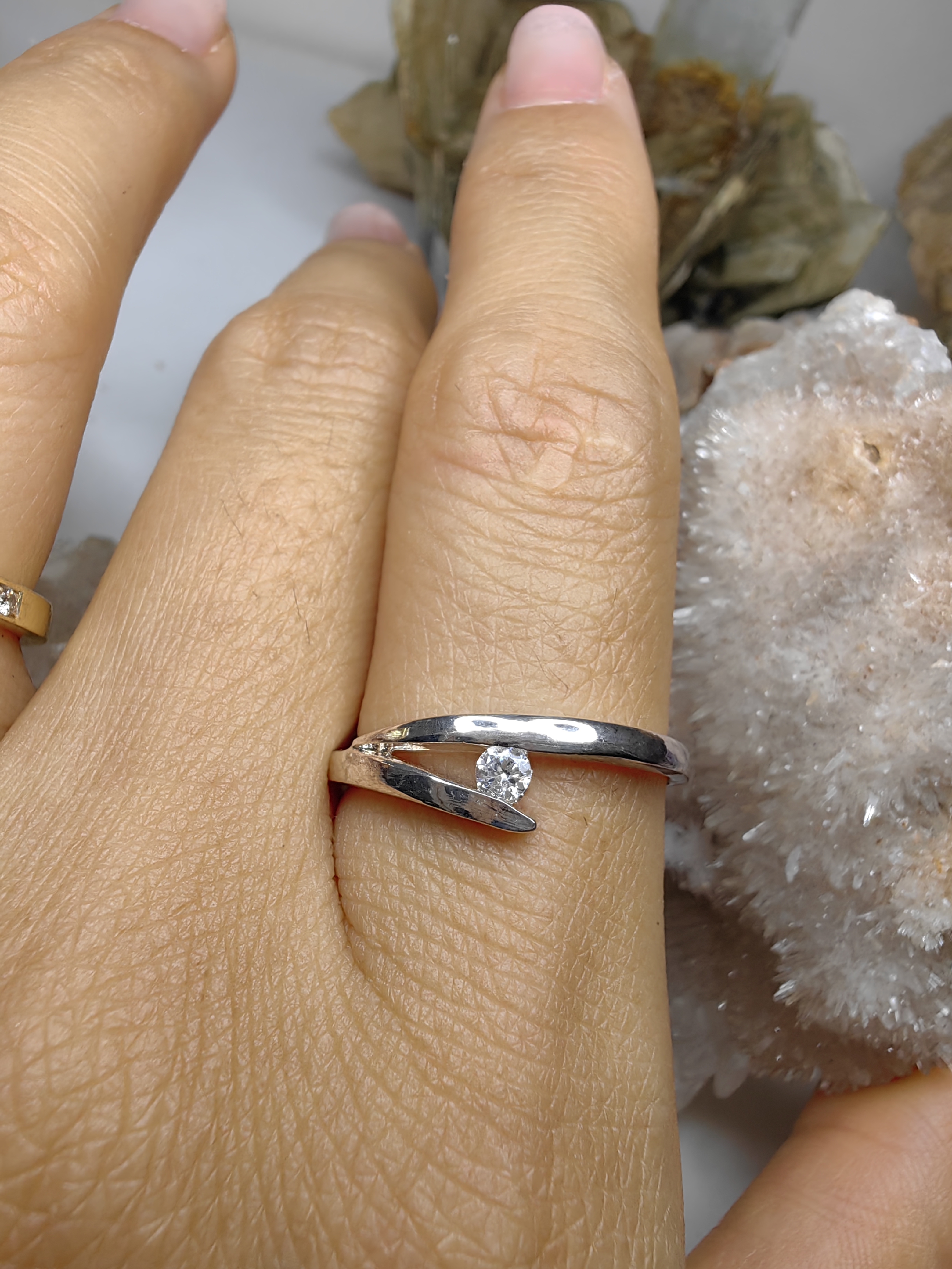 แหวนเพชร CZ เงินแท้ 92.5% Cubic Zirconia 925 Sterling Silver Ring Size 56, 58