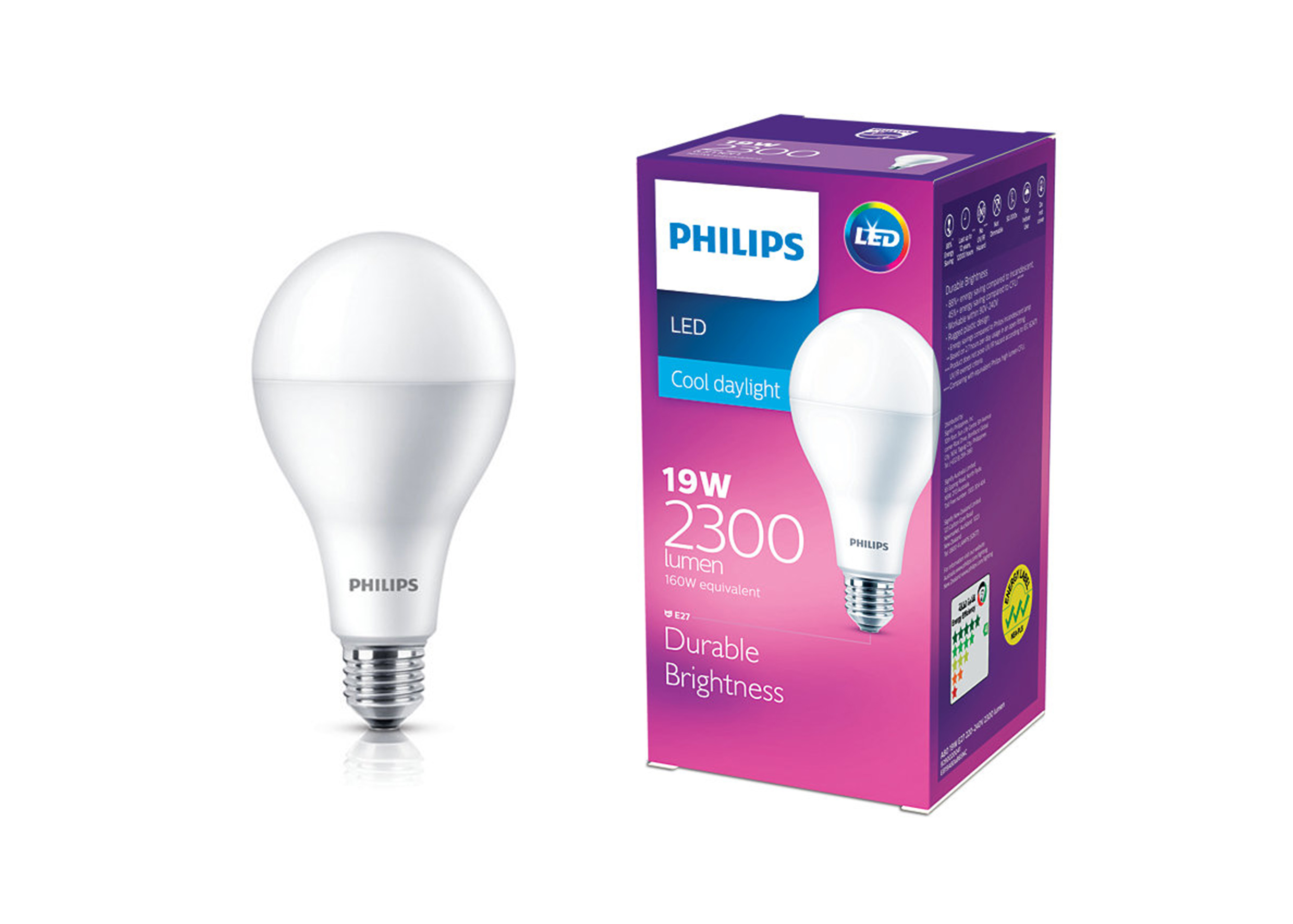 Philips หลอดไฟฟิลิปส์ LED 19W แสงขาว Durable Brightness Daylight E27 1 หลอด
