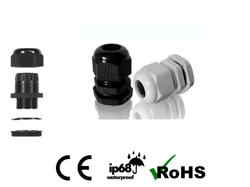 เคเบิ้ลแกรนด์พลาสติก ไนล่อน เกลียว PG สีดำ (NYLONCABLE GLAND) กันน้ำ สีดำ แพค 10 ชิ้น CableGrand