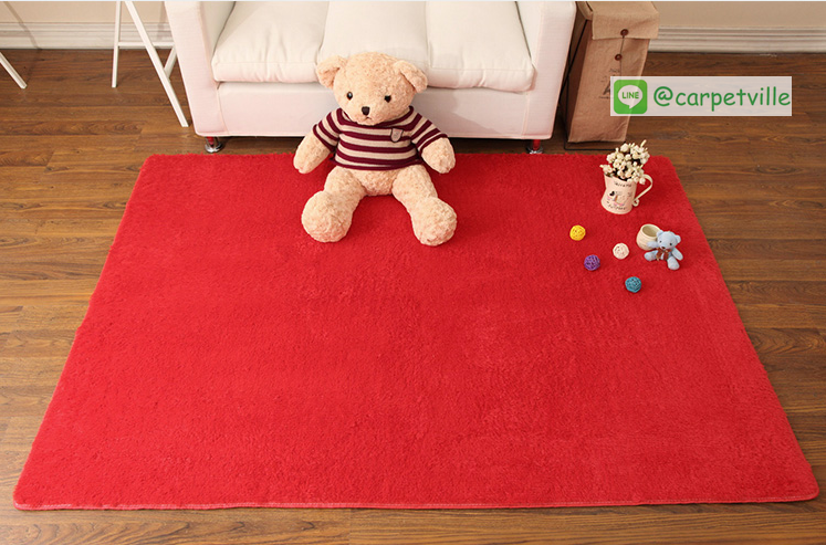 พรมขนสั้น Super Soft สีแดง