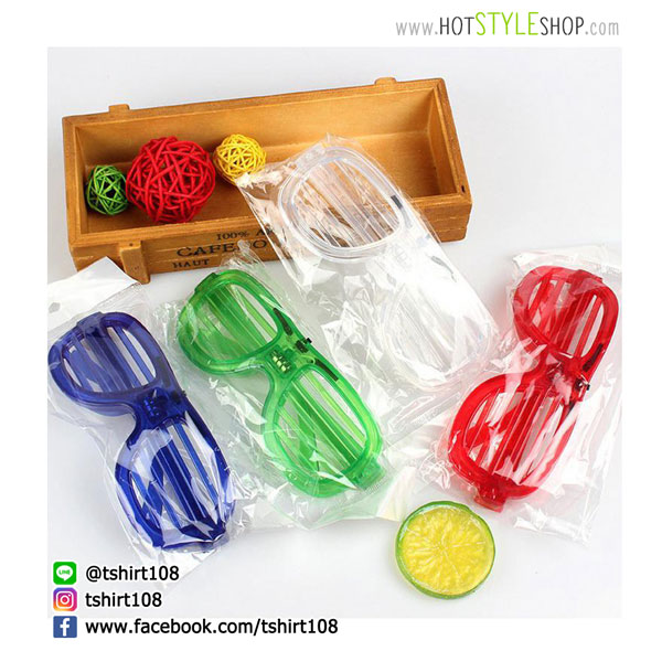 แว่นปาร์ตี้เรืองแสง LED มีไฟและถ่านในตัว