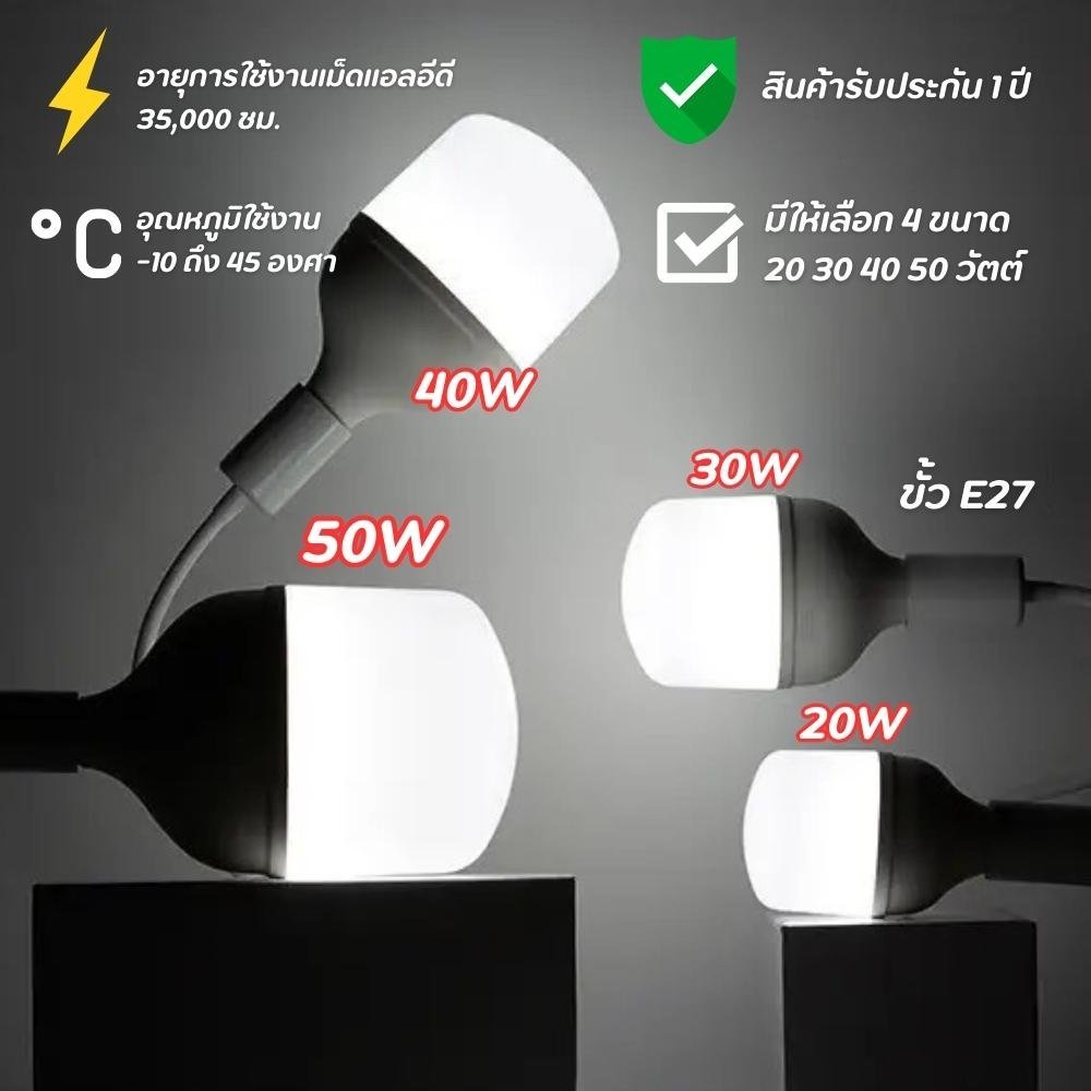 EVE หลอด LED Highwatt ขั้ว E27 ยี่ห้ออีฟ Shop Bulb หลอดประหยัดไฟ แสงขาว แสงส้ม 20W 30W 40W 50W
