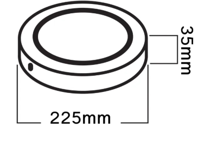 SHINING LED Downlight Surface โคมดาวน์ไลท์ แบบติดลอย 18 วัตต์ ทรงกลม ขอบดำ แสงขาว 8 นิ้ว ไม่ต้องเจาะฝ้า