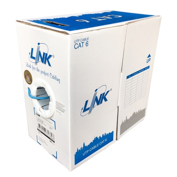 LINK สายแลนภายใน CAT6 305เมตร รุ่น US-9106 UTP (250 MHZ) w/Cross Filler, 24 AWG, CM Blue 305 M 1กล่อง US-9106LSZH