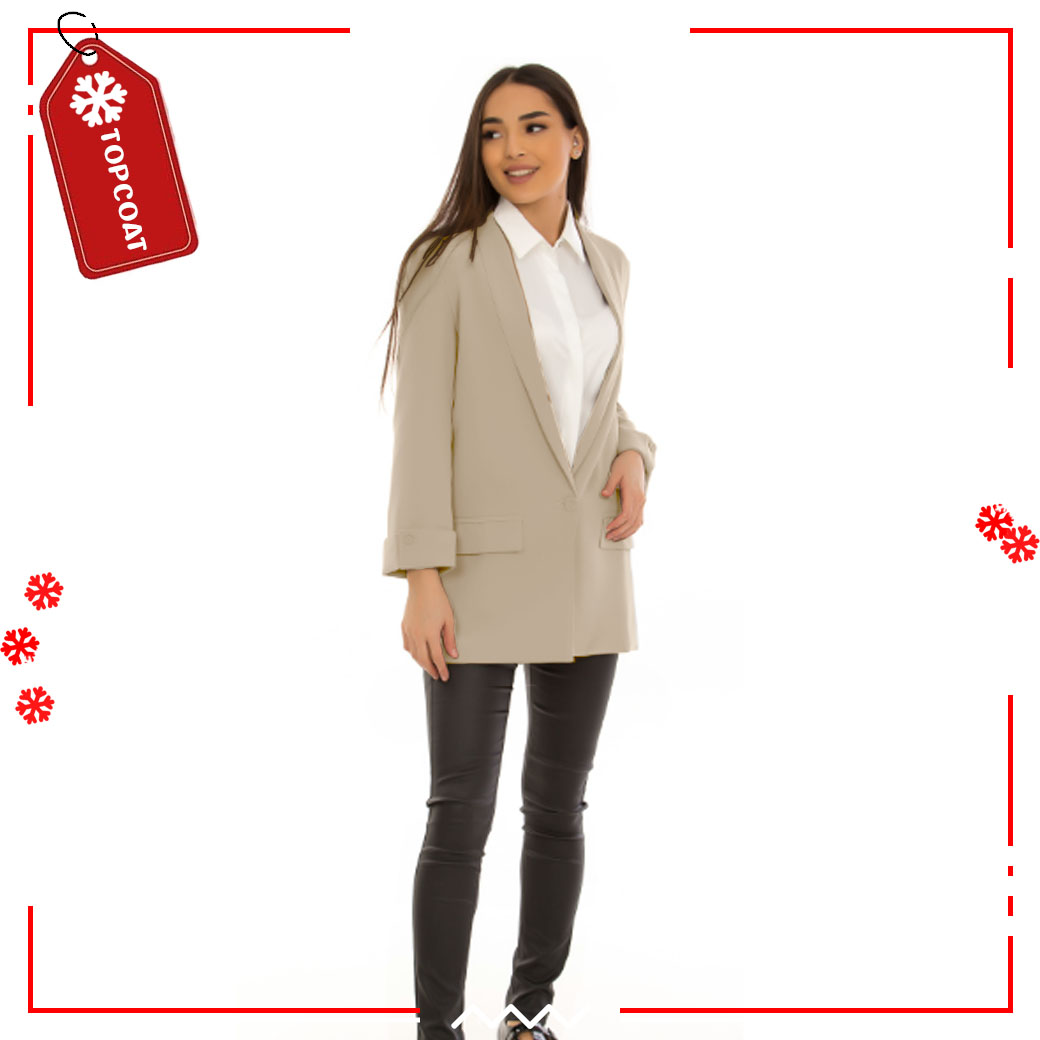 เสื้อสูทเบลเซอร์ ตัวยาว ดีไซน์ปกทรงกล้วยหอม แขน 5 ส่วน ครีม น้ำตาล ดำ