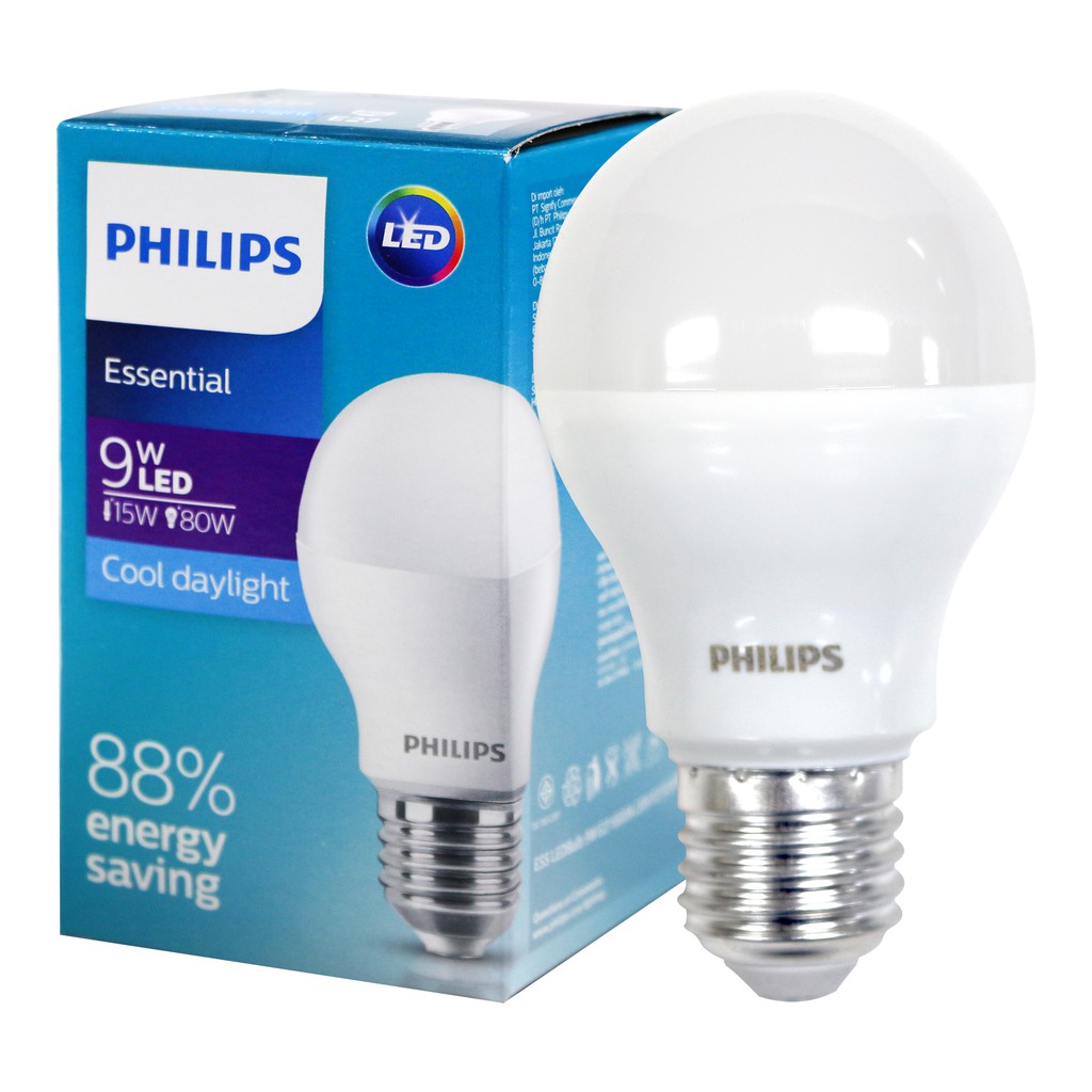 Philips หลอดไฟ ฟิลิปส์ LED Bulb 9W 1หลอด แสงขาว และแสงส้ม ฟิลลิป์ Essential LED Bulb รุ่นเอสเซลเซียว ออกบิลภาษีได้ A1