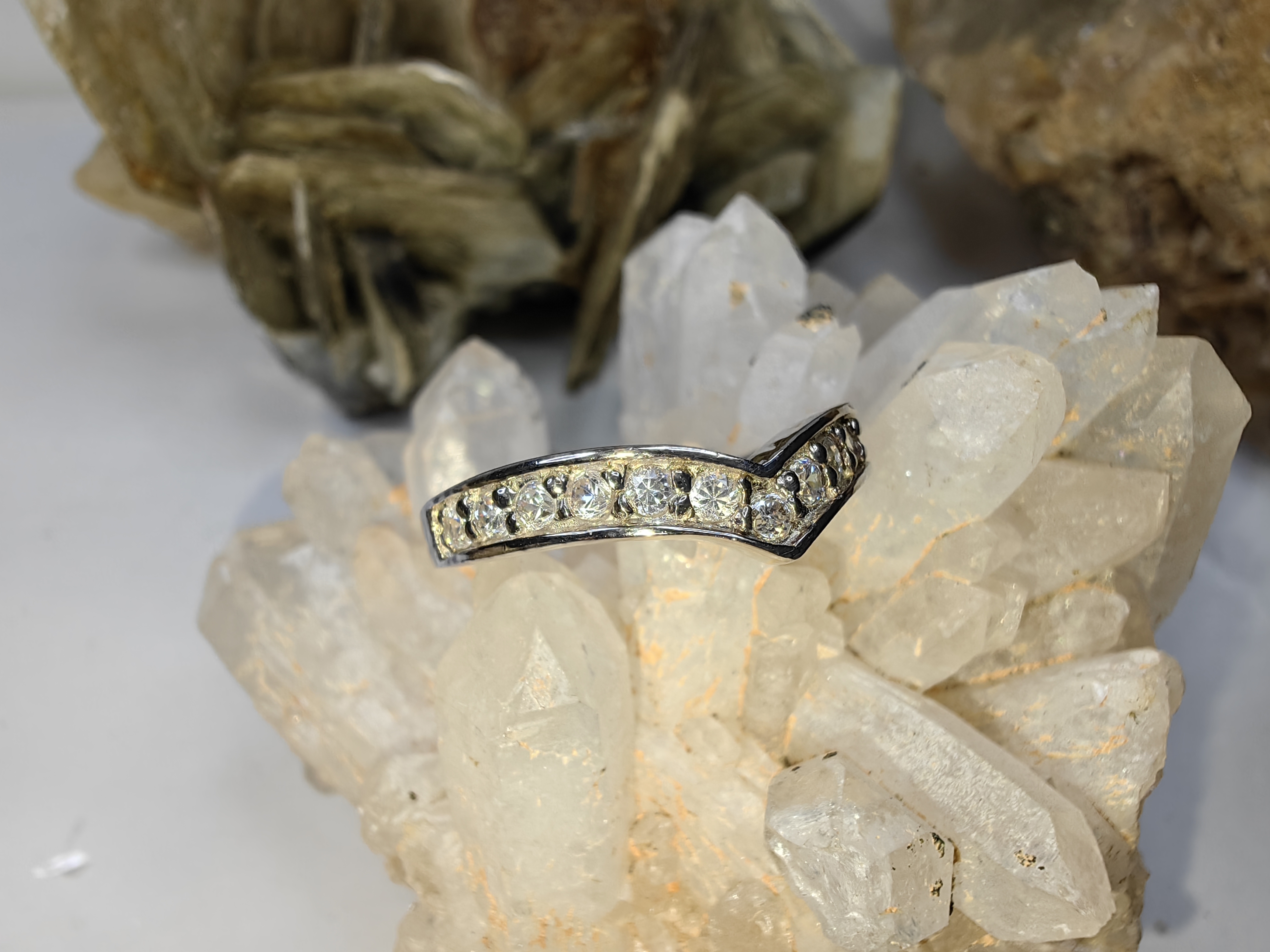 แหวนเพชร CZ เงินแท้ 92.5% Cubic Zirconia 925 Sterling Silver Ring Size 49