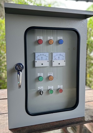 ตู้ควบคุมปั๊มน้ำระบบ 15 Hp 380 v ( star delta ) ทำงานร่วมกับระบบลูกลอยไฟฟ้า220V ตู้กันน้ำ2ชั้น