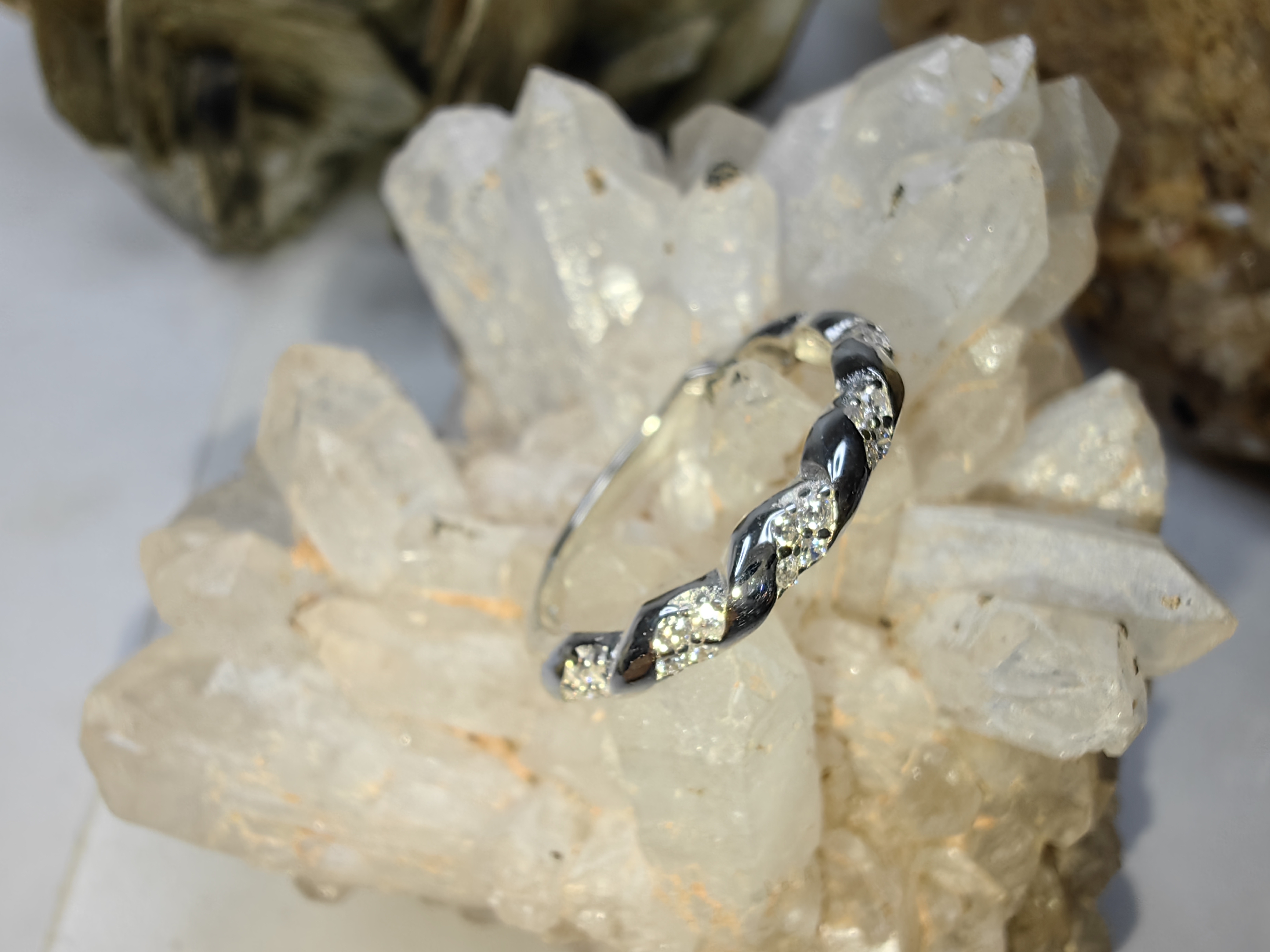 แหวนเพชร CZ เงินแท้ 92.5% Cubic Zirconia 925 Sterling Silver Ring Size 49