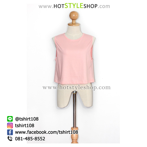 เสื้อครอปแขนกุด เสื้อแขนกุดเอวลอย