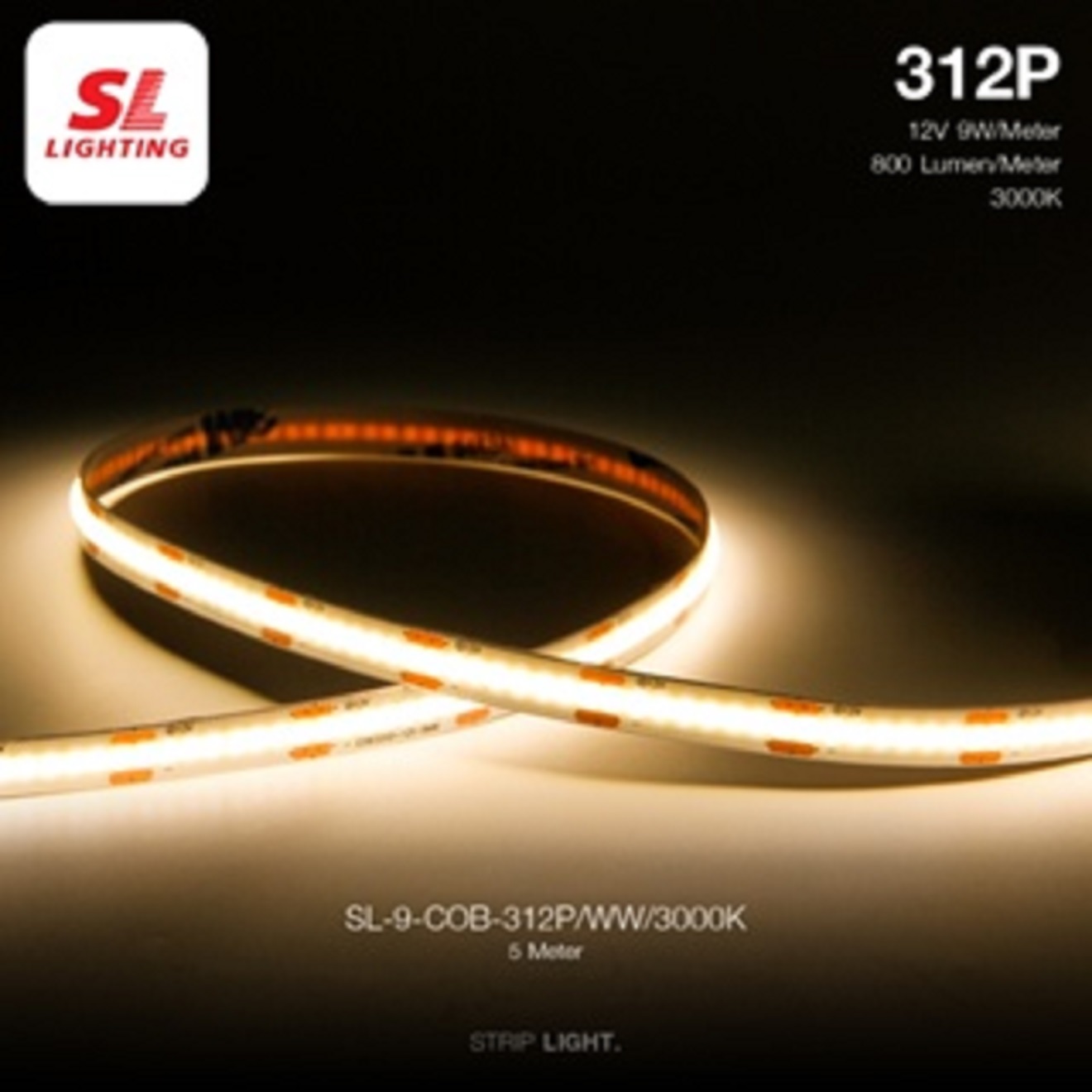SL ไฟริบบิ้น Strip Light 12V ความยาว 5 เมตร คุณภาพดี ไฟเส้น 5 เมตร ยี่ห้อ SL รุ่น 312P COB LED Strip Light ไฟเส้นแอลอีดี