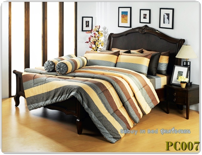 ผ้าปูที่นอนผ้าคอตตอน PC007 ผ้านิ่มมาก เนื้อนุ่ม - ชุดเครื่องนอน ซาตินพรีเมียร์ Royal Touch ผ้า cotton 100% (กันไรฝุ่น)