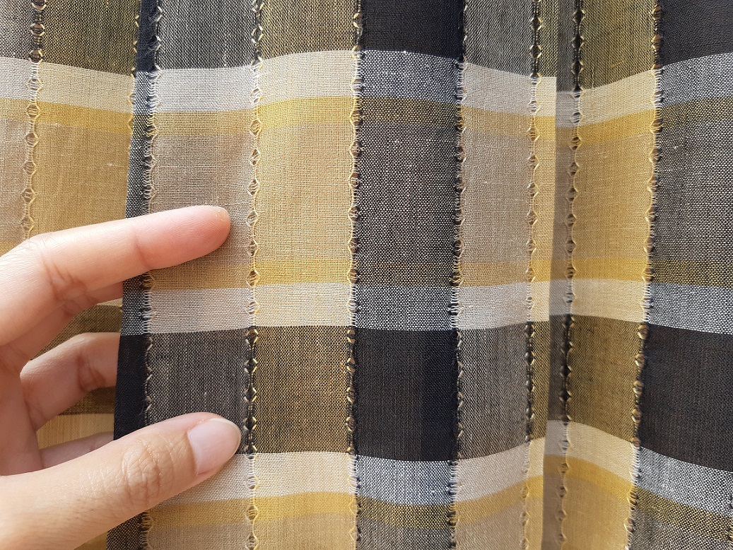 กระโปรงพลีทวินเทจสีเหลือง-ดำ