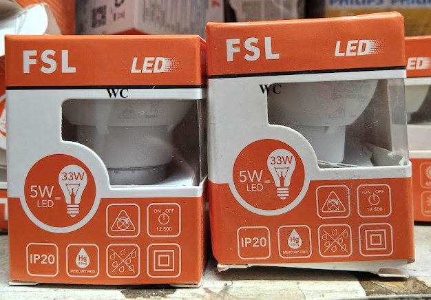 FSL หลอดฮาโลเจนแอลอีดี LED ขั้วE27 หลอดส่องเพชร หลอดแสงพุ่ง ขั้วเกลียว ทรงถ้วย แบบเกลียว เลือกแสงได้ Daylight หรือ Warmwhite