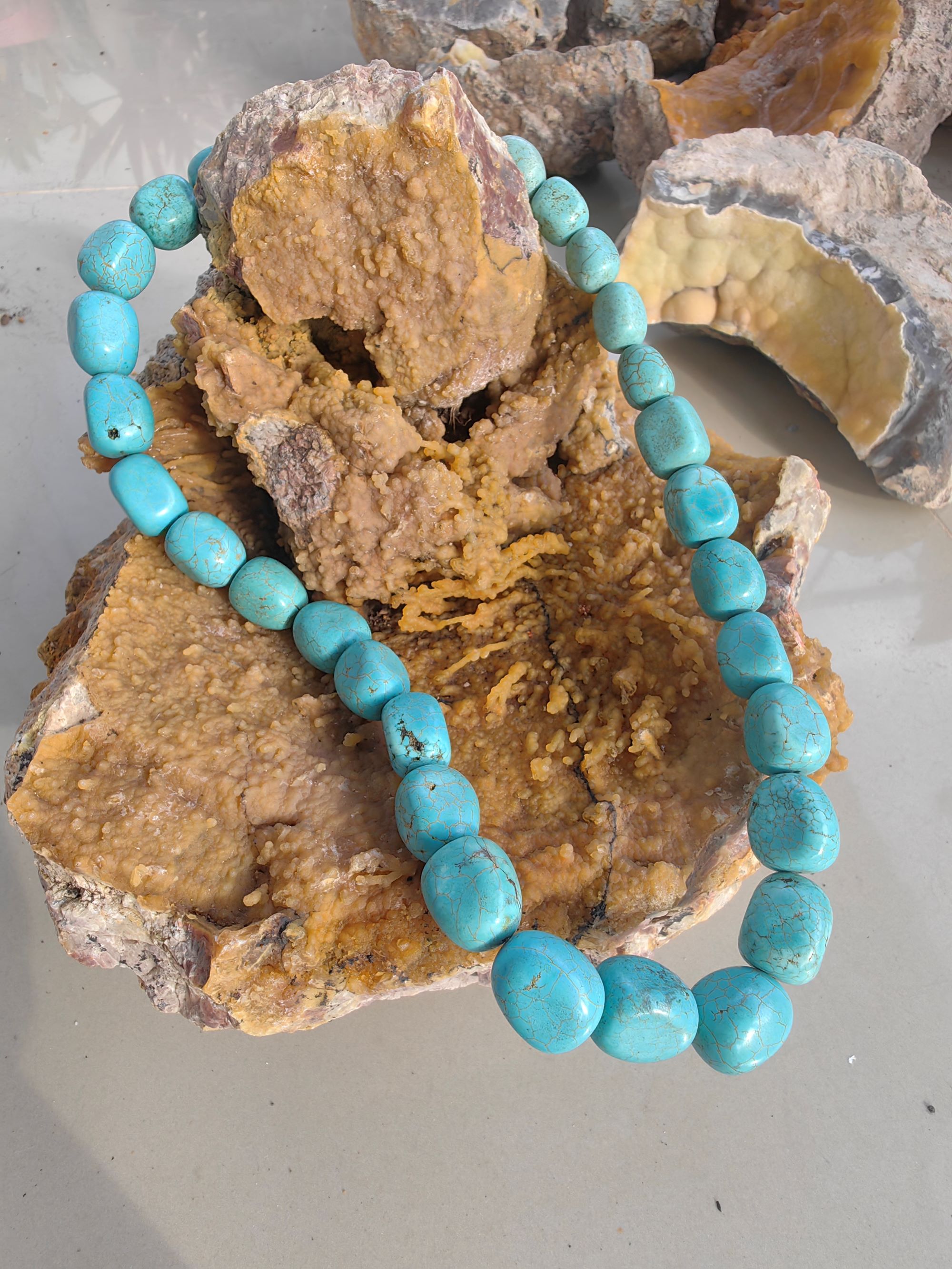 Turquoise Necklace สร้อยคอเทอร์ควอยส์ L 54cm. 800 ct.