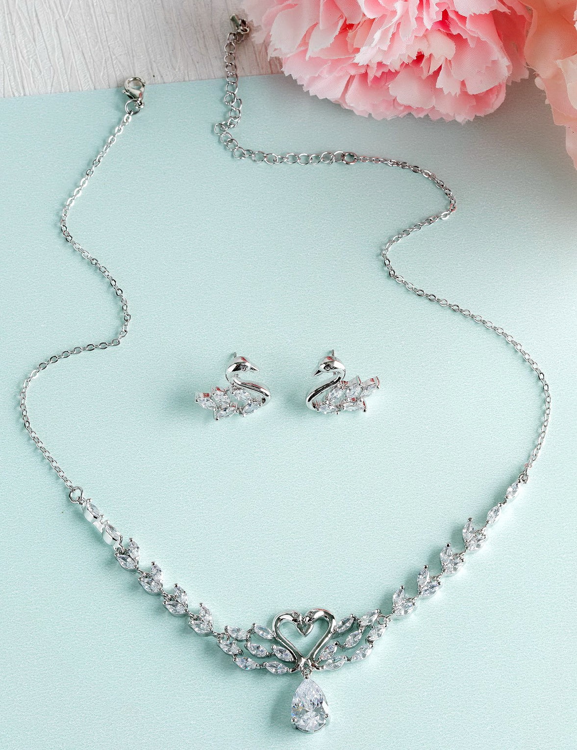 DIAMOND 18K WHITE GOLD NECKLACE สร้อยคอ ต่างหู เพชร ทอง 18K Pre-order