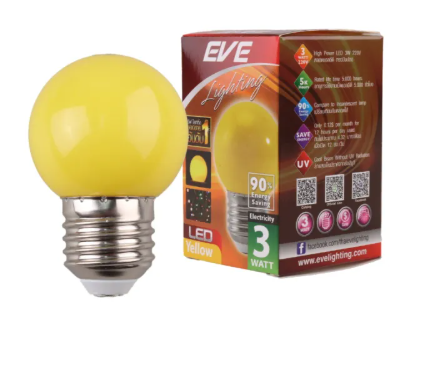 EVE หลอดไฟ LED ปิงปอง 3 วัตต์ ไฟ สีเหลือง