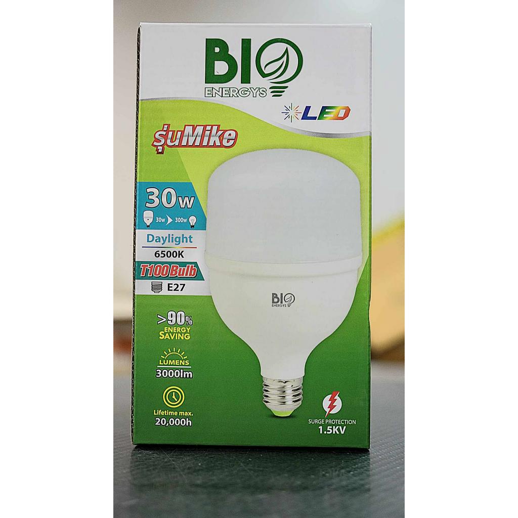 BIO หลอดจัมโบ้ สว่างมาก หลอดทรงกระบอก BIO ENERGYS ขนาด 30W 40W 50W E27 รุ่น MIKE แสงเดย์ไลท์ แสงขาว