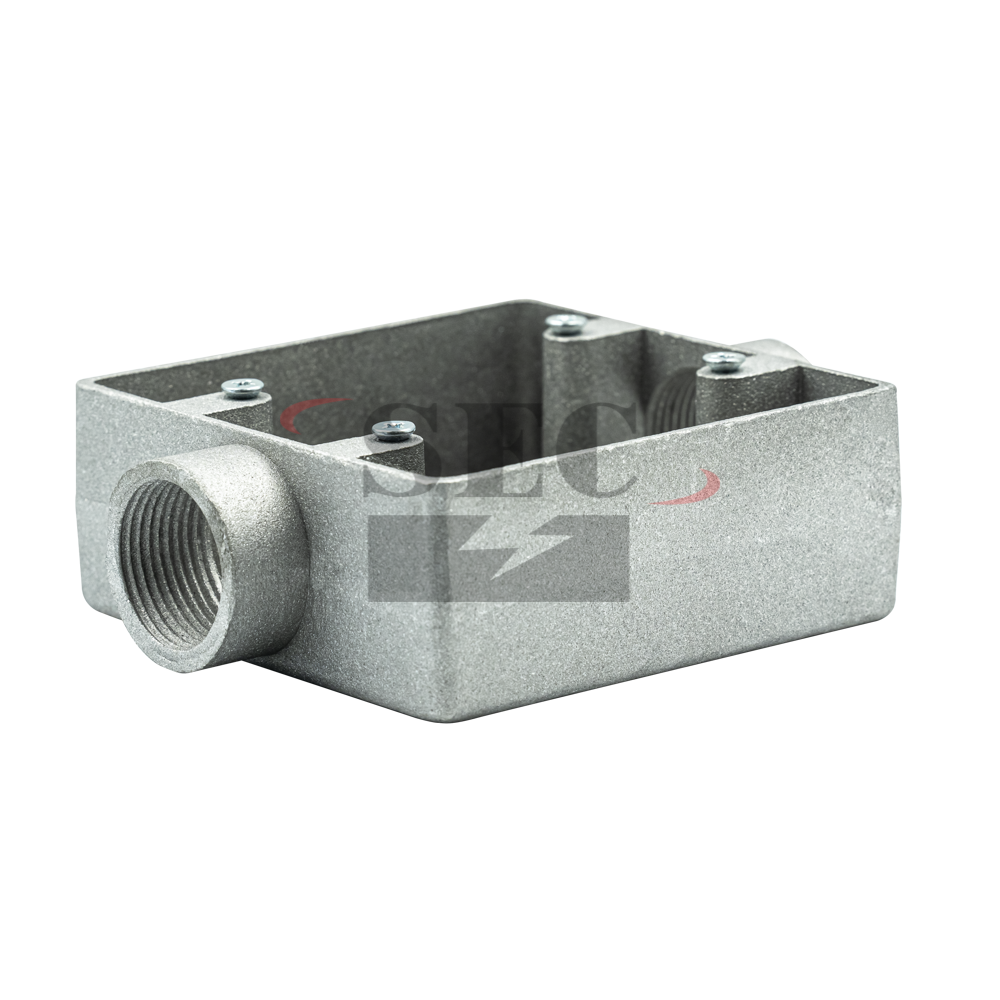 บ๊อกเหล็ก F.S.C. Box 4″x4″ (SEC) 2ทาง เอฟ.เอส.ซี.บ๊อกซ์ 4″x4″ 1/2 - 1นิ้ว