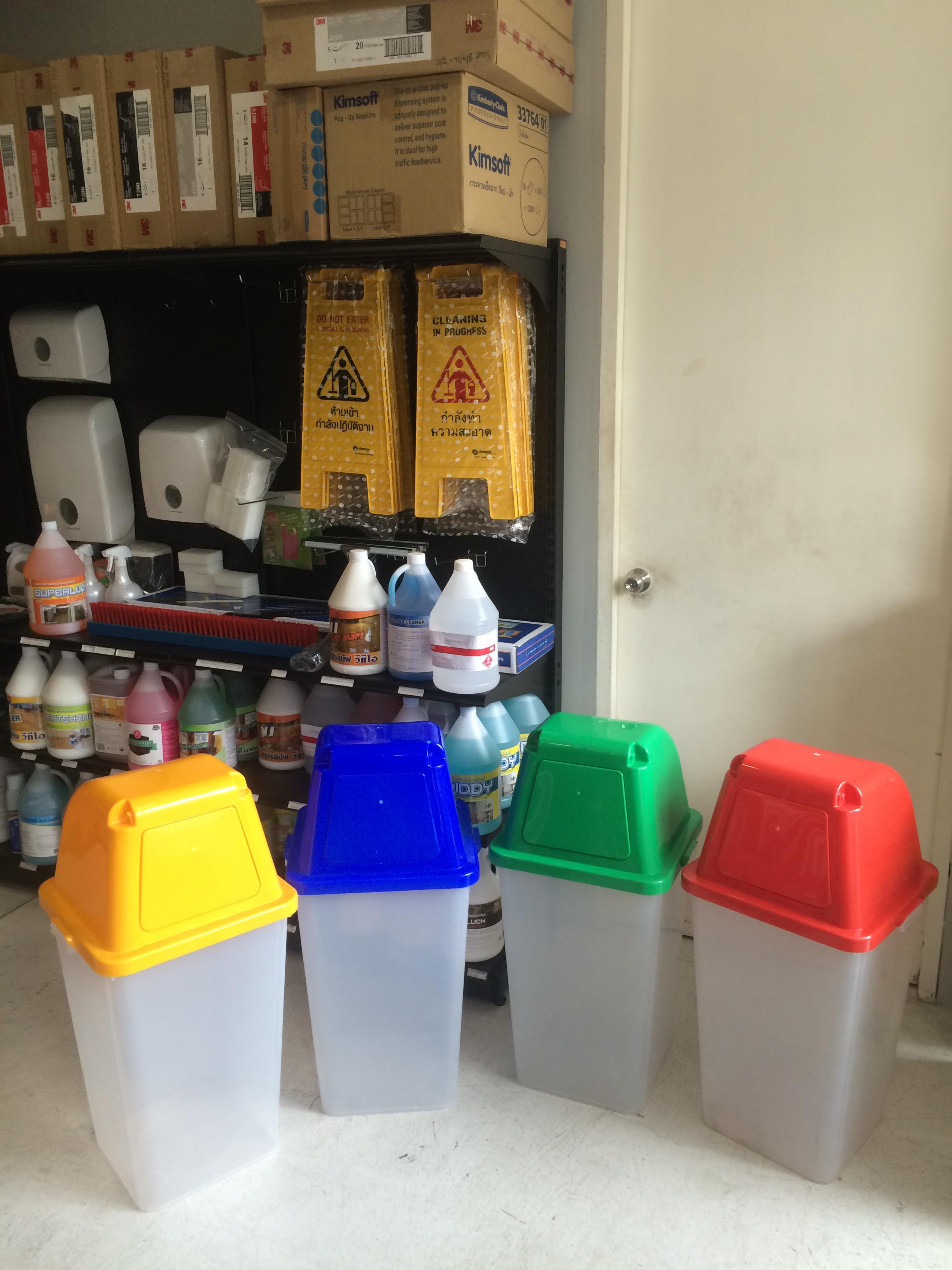 ถังขยะแยกประเภท พลาสติกใส ฝาสี 40 ลิตร