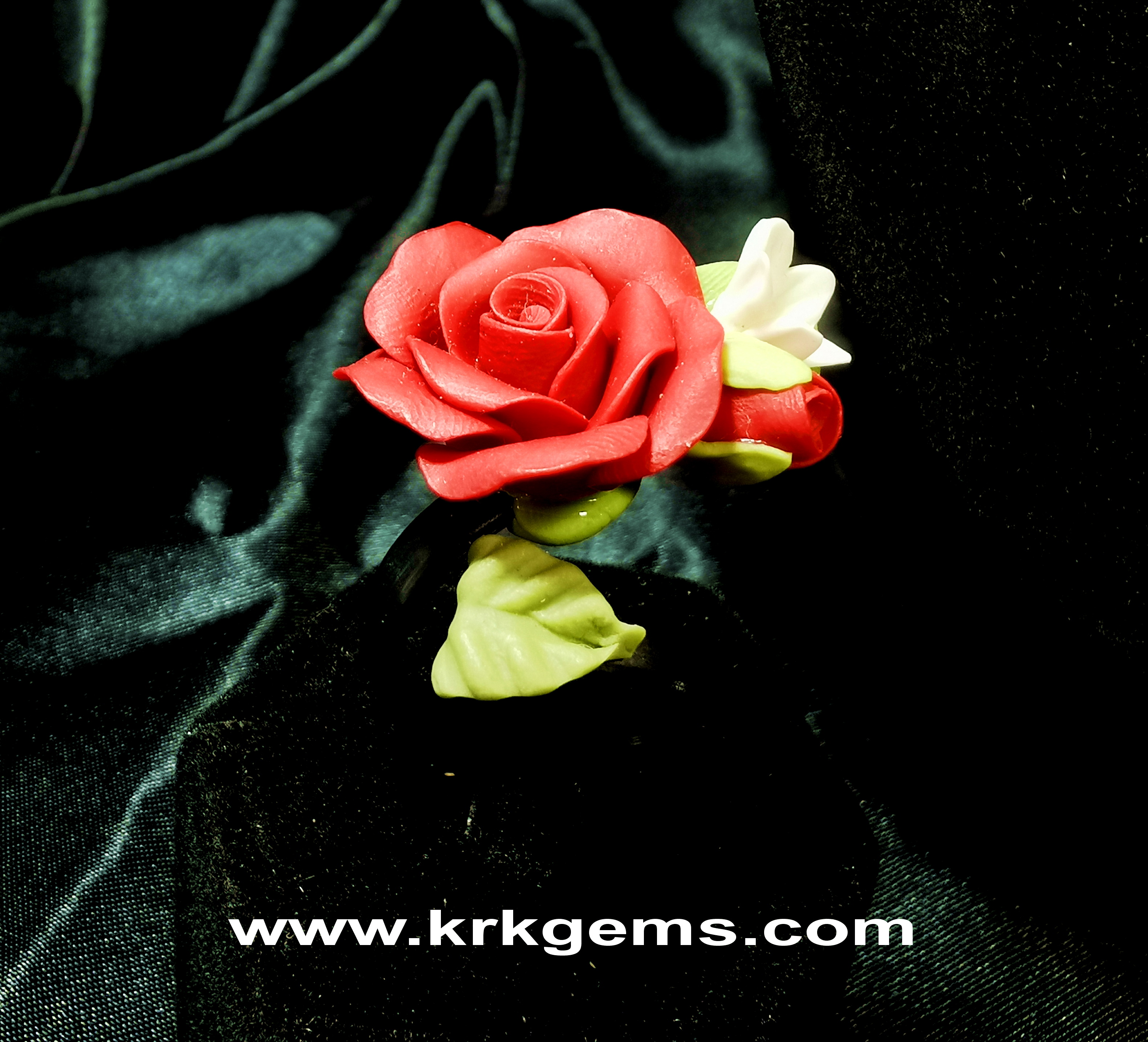 RED ROSE HANDMADE CLAY RING