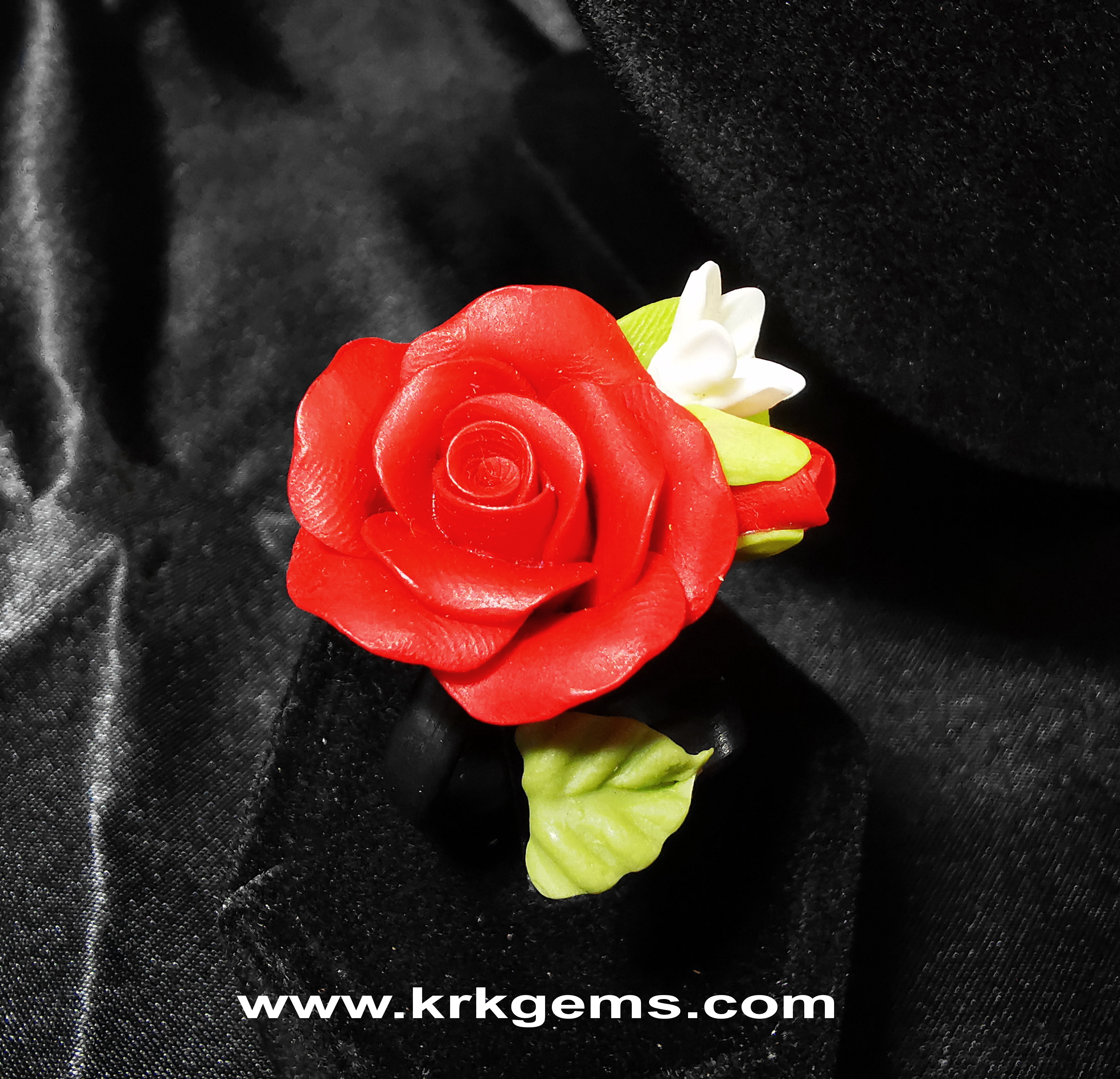 RED ROSE HANDMADE CLAY RING