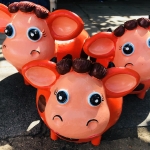 กระถางดินชุดครอบครัววัวแฟนซี