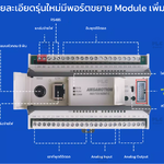 PLC AMSAMOTION AMX-FX3U Output Relay และ Transistor 16 Input 10 Output 4 Analog input 2 Analog output