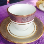 แก้วกาแฟเคลือบสีเงินขอบทอง