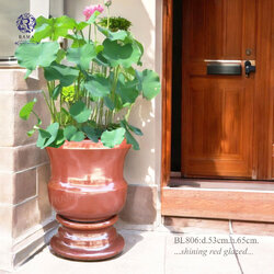 Bazilica 806 อ่างบัวเซรามิคขนาดใหญ่พร้อมฐานรอง shining red