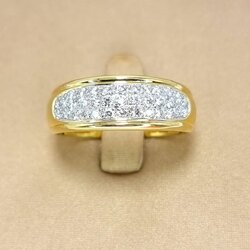 🚫ปิดการขาย(SoIdOut)🚫แหวนทองคำ 18K เพชรเกสร 1.5 ตัง 35 เม็ด รวม 52.5 ตัง น้ำ 96-98 ความสะอาด vvs1-2 ไซส์ 60 หน้ากว้าง 7.5 มิล น้ำหนัก 5.35 กรัม ราคา 13900.-(Net)