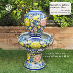 ชุดน้ำล้นพร้อมฐานตั้ง JM.BFL2-LSTD ลายดอกโบตั๋นผสม