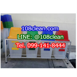 แท่นวางถังขยะแยกประเภท 60 ลิตร ขนาด 2 ช่อง ไม่มีแผงป้ายด้านหลัง
