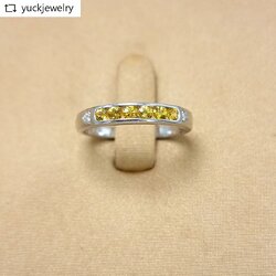 🚫ปิดการขาย(SoIdOut)🚫 แหวนทองคำขาว 18K พลอยซิทริน เพชรเกสร 1.5 ตัง 2 เม็ด น้ำ 96-97 ความสะอาด vvs-vs ไซส์ 48 น้ำหนัก 2.12 กรัม