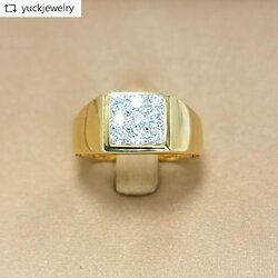 🚫ปิดการขาย(SoIdOut)🚫แหวนทองคำ 18K เพชรเกสร 5 ตัง 9 เม็ด รวม 45 ตัง น้ำ 98-100 ความสะอาด if-vvs ไซส์ 57 หน้ากว้าง 9 มิล น้ำหนัก 4.44 กรัม ราคา 14900.-(Net)