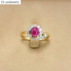 🚫ปิดการขาย(SoIdOut)🚫แหวนทองคำ 18K พลอยทับทิม เพชรเกสร 3 ตัง 2 เม็ด 2.5 ตัง 5 เม็ด 2 ตัง 6 เม็ด รวม 30.5 ตัง น้ำ 95-96 ความสะอาด vs ไซส์ 55 น้ำหนัก 3.49 กรัม ราคา 8500.-(Net)