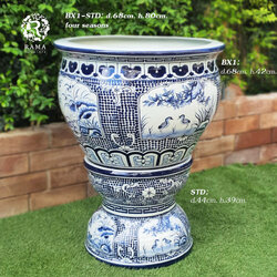 อ่างบัวขนาดใหญ่ พร้อมฐานรอง BLX1-STD ลายจุดช่อง 4 ฤดู