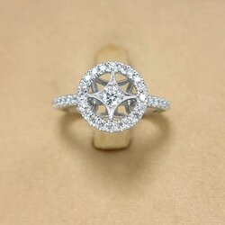 🚫ปิดการขาย(SoIdOut)🚫แหวนทองคำขาว 18K เพชรเกสร 10 ตัง 1 เม็ด 1.3 ตัง 36 เม็ด รวม 56.8 ตัง น้ำ 97-100 ความสะอาด vvs เพชรเม็ดกลางขึ้น Arrow ชัดเจน ไซส์ 50 น้ำหนัก 4.79 กรัม ราคา 15200.-(Net)