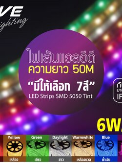 LED Strips SMD 5050 Tint 6W/M IP65 220V 50M ไฟเส้นแอลอีดี SMD 5050