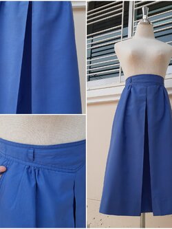 กระโปรงวินเทจจีบหน้าสีฟ้า