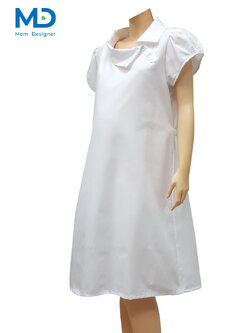 002WH ชุดคลุมท้องปกตลบ สีขาว